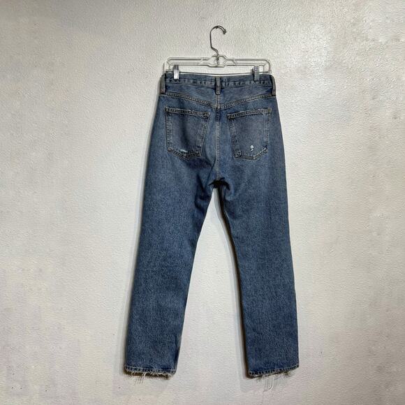 AGOLDE Blue Mia Mid Rise Distressed Straight Leg Jeans Sz 26 - Picture 10 of 13